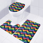LGBT Pride Rainbow Chevron Pattern Print 3 Piece Bath Mat Set