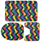 LGBT Pride Rainbow Chevron Pattern Print 3 Piece Bath Mat Set