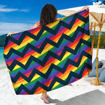 LGBT Pride Rainbow Chevron Pattern Print Beach Sarong Wrap