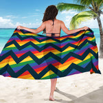 LGBT Pride Rainbow Chevron Pattern Print Beach Sarong Wrap