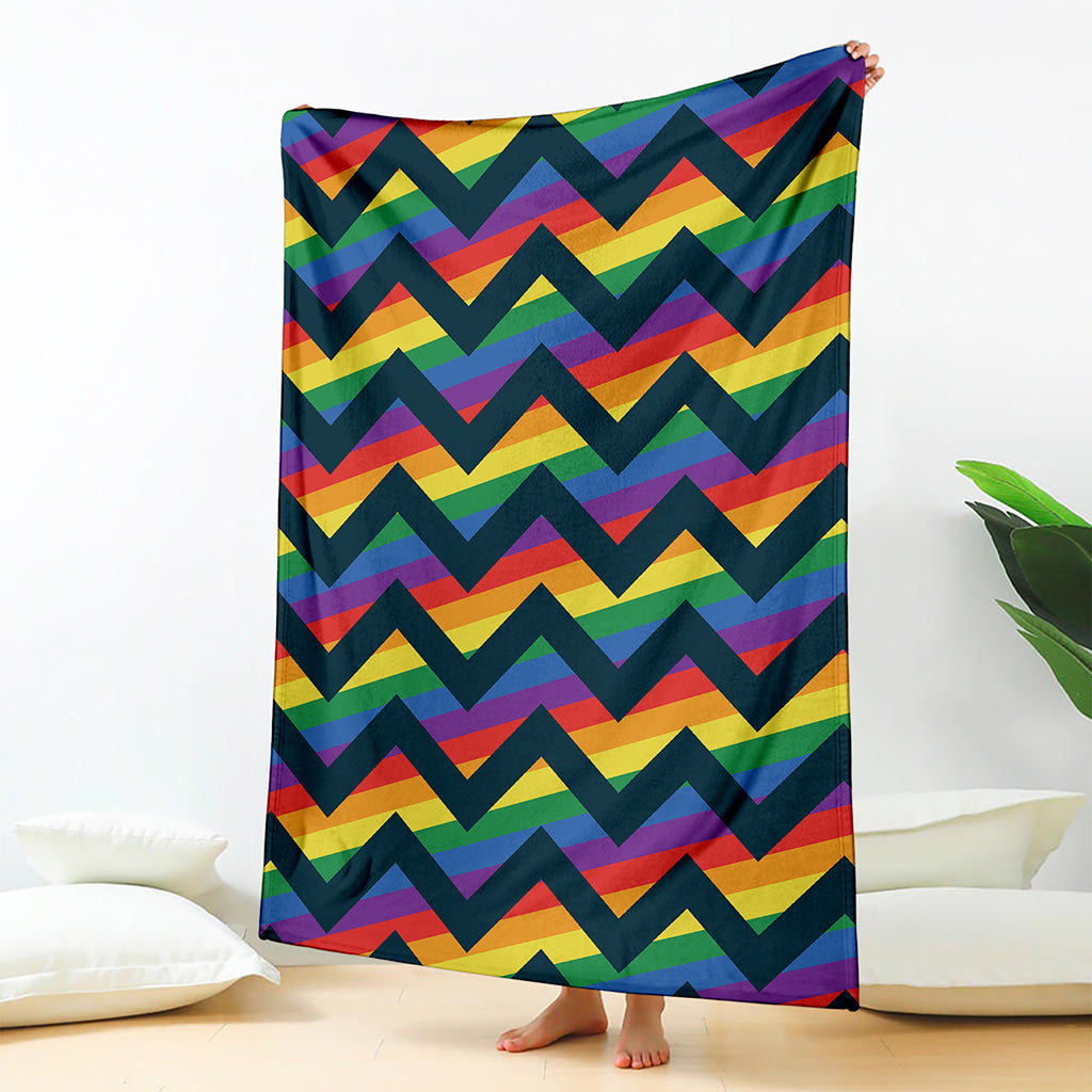 LGBT Pride Rainbow Chevron Pattern Print Blanket