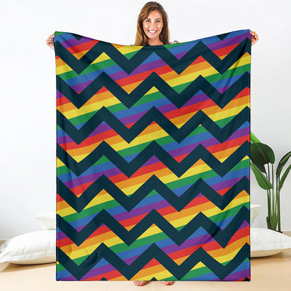 LGBT Pride Rainbow Chevron Pattern Print Blanket
