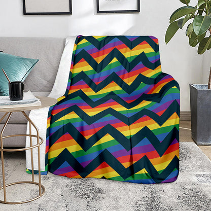 LGBT Pride Rainbow Chevron Pattern Print Blanket