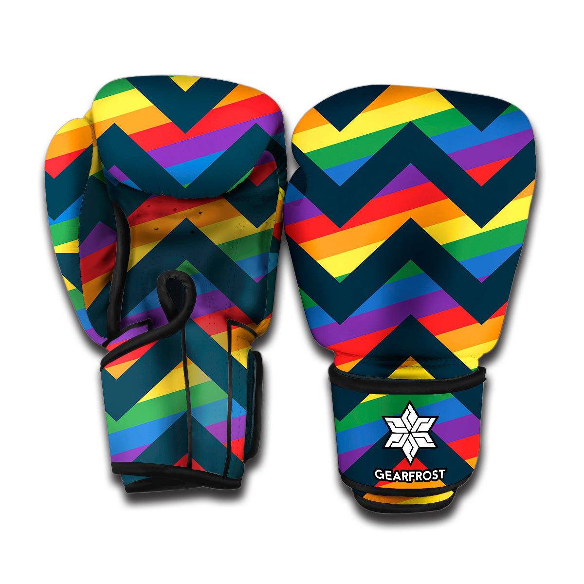 LGBT Pride Rainbow Chevron Pattern Print Boxing Gloves