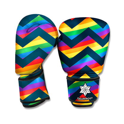 LGBT Pride Rainbow Chevron Pattern Print Boxing Gloves