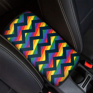 LGBT Pride Rainbow Chevron Pattern Print Car Center Console Cover