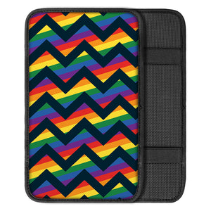 LGBT Pride Rainbow Chevron Pattern Print Car Center Console Cover