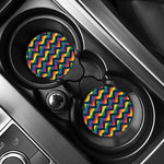 LGBT Pride Rainbow Chevron Pattern Print Car Coasters