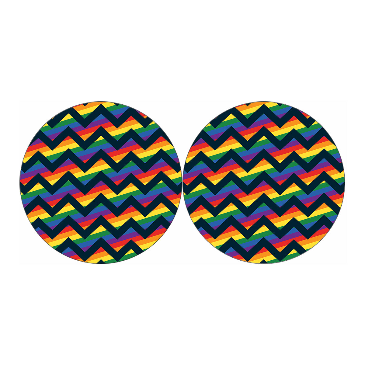LGBT Pride Rainbow Chevron Pattern Print Car Coasters