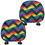 LGBT Pride Rainbow Chevron Pattern Print Car Headrest Covers