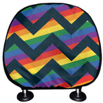 LGBT Pride Rainbow Chevron Pattern Print Car Headrest Covers