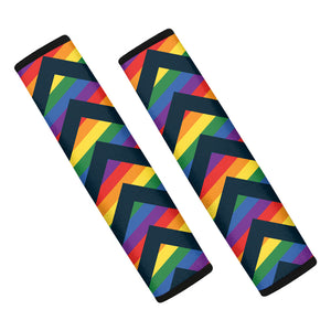 LGBT Pride Rainbow Chevron Pattern Print Car Seat Belt Covers