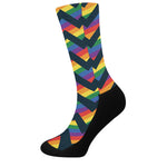 LGBT Pride Rainbow Chevron Pattern Print Crew Socks