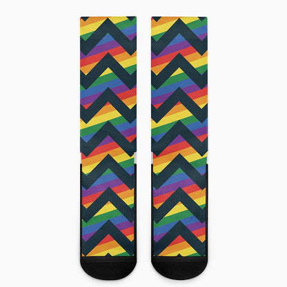 LGBT Pride Rainbow Chevron Pattern Print Crew Socks