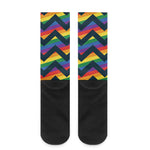 LGBT Pride Rainbow Chevron Pattern Print Crew Socks