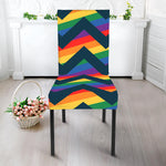 LGBT Pride Rainbow Chevron Pattern Print Dining Chair Slipcover
