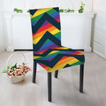 LGBT Pride Rainbow Chevron Pattern Print Dining Chair Slipcover