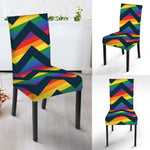 LGBT Pride Rainbow Chevron Pattern Print Dining Chair Slipcover
