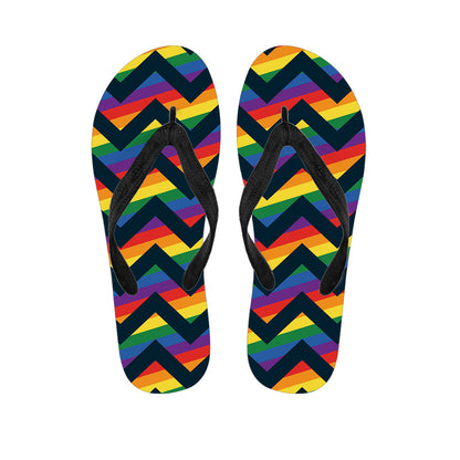 LGBT Pride Rainbow Chevron Pattern Print Flip Flops