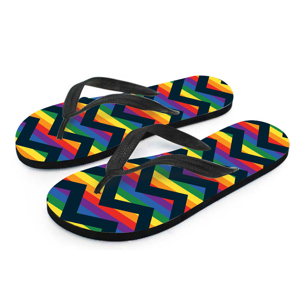 LGBT Pride Rainbow Chevron Pattern Print Flip Flops