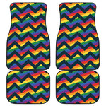 LGBT Pride Rainbow Chevron Pattern Print Front and Back Car Floor Mats