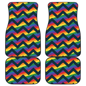 LGBT Pride Rainbow Chevron Pattern Print Front and Back Car Floor Mats