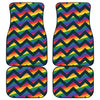 LGBT Pride Rainbow Chevron Pattern Print Front and Back Car Floor Mats