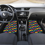 LGBT Pride Rainbow Chevron Pattern Print Front and Back Car Floor Mats