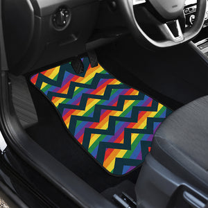 LGBT Pride Rainbow Chevron Pattern Print Front and Back Car Floor Mats