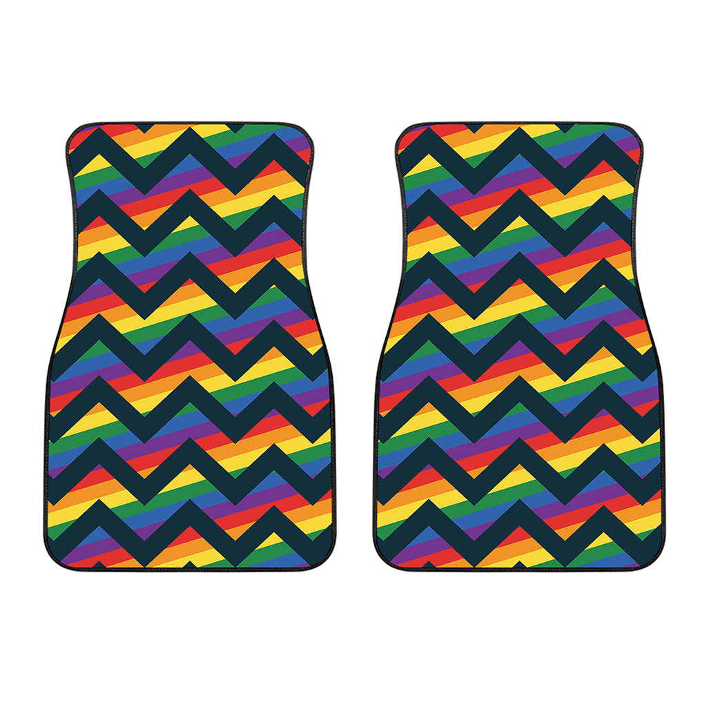 LGBT Pride Rainbow Chevron Pattern Print Front Car Floor Mats