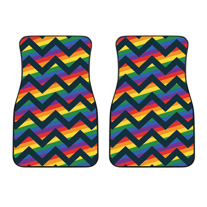 LGBT Pride Rainbow Chevron Pattern Print Front Car Floor Mats