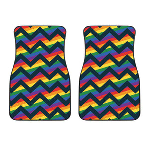 LGBT Pride Rainbow Chevron Pattern Print Front Car Floor Mats