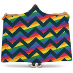 LGBT Pride Rainbow Chevron Pattern Print Hooded Blanket