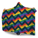 LGBT Pride Rainbow Chevron Pattern Print Hooded Blanket