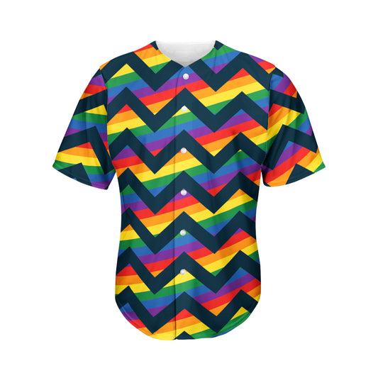 LGBT Pride Rainbow Chevron Pattern Print Men's Baseball Jersey