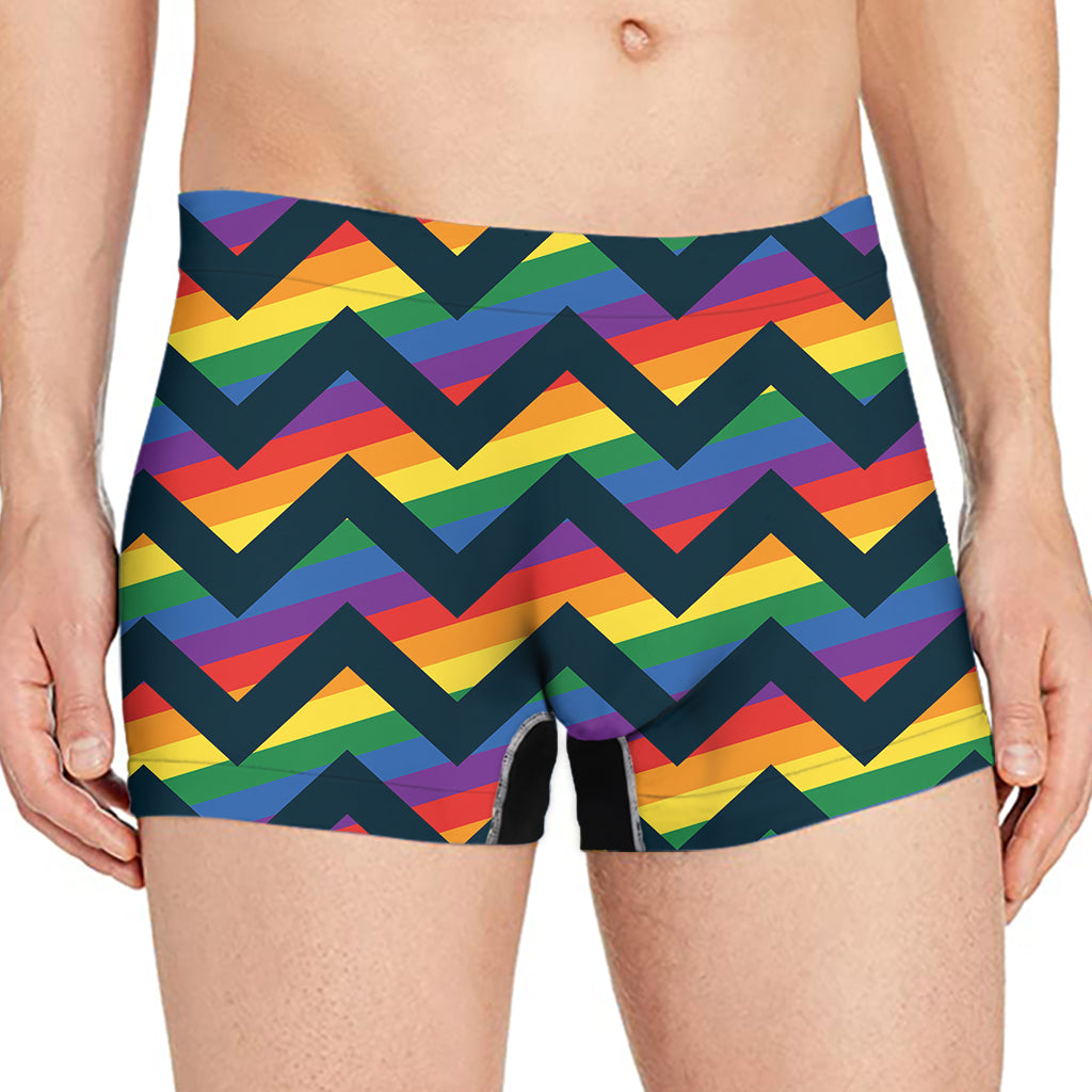 LGBT Pride Rainbow Chevron Pattern Print Men's Boxer Briefs