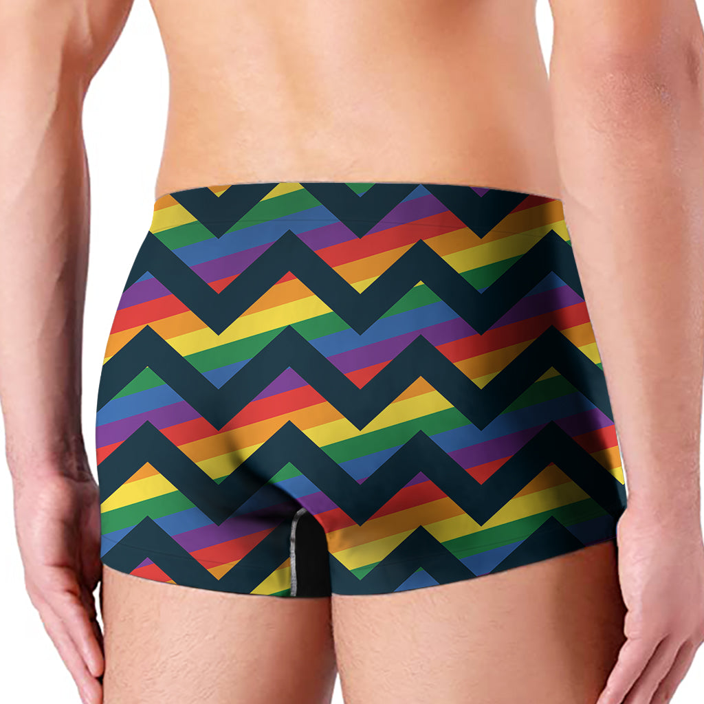 LGBT Pride Rainbow Chevron Pattern Print Men's Boxer Briefs