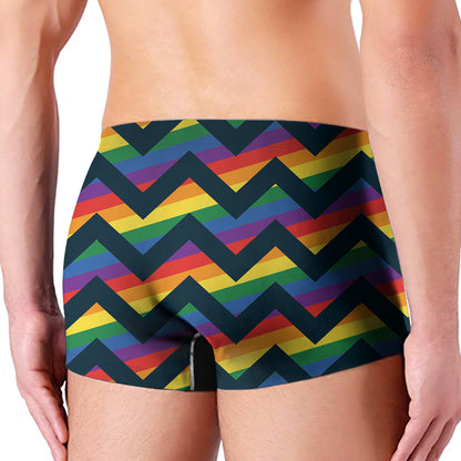 LGBT Pride Rainbow Chevron Pattern Print Men's Boxer Briefs