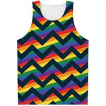 LGBT Pride Rainbow Chevron Pattern Print Men's Tank Top