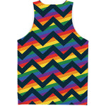 LGBT Pride Rainbow Chevron Pattern Print Men's Tank Top