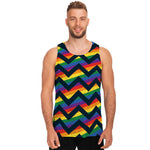 LGBT Pride Rainbow Chevron Pattern Print Men's Tank Top