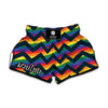 LGBT Pride Rainbow Chevron Pattern Print Muay Thai Boxing Shorts