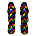 LGBT Pride Rainbow Chevron Pattern Print Muay Thai Shin Guards