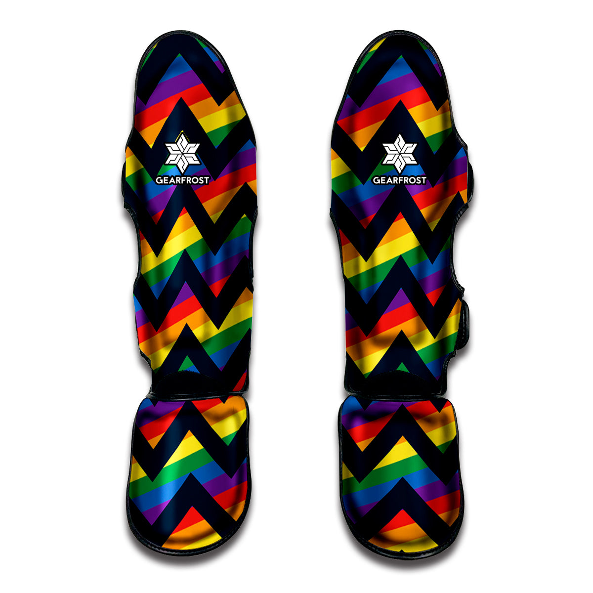 LGBT Pride Rainbow Chevron Pattern Print Muay Thai Shin Guard