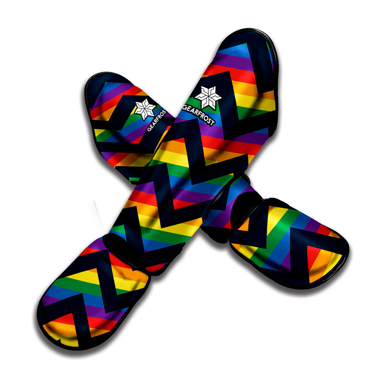 LGBT Pride Rainbow Chevron Pattern Print Muay Thai Shin Guard