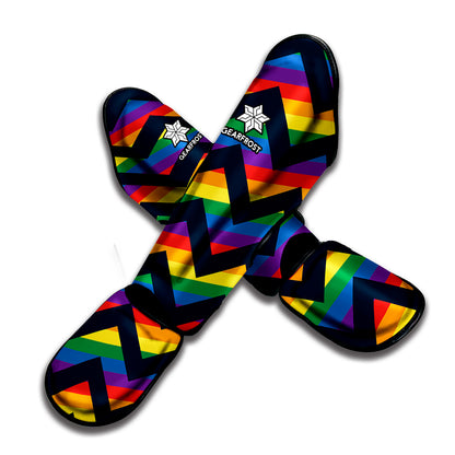 LGBT Pride Rainbow Chevron Pattern Print Muay Thai Shin Guard