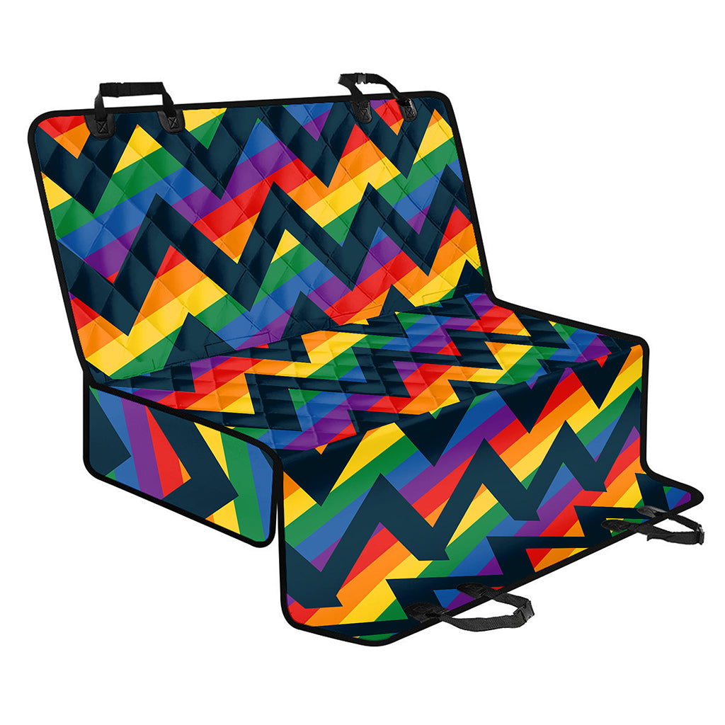 LGBT Pride Rainbow Chevron Pattern Print Pet Car Back Seat Cover