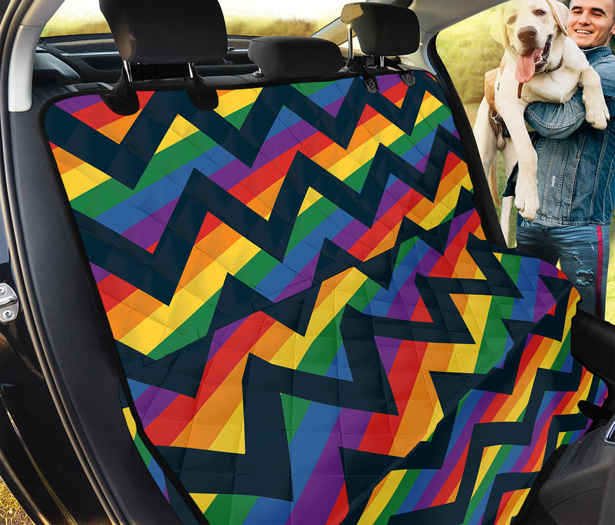 LGBT Pride Rainbow Chevron Pattern Print Pet Car Back Seat Cover