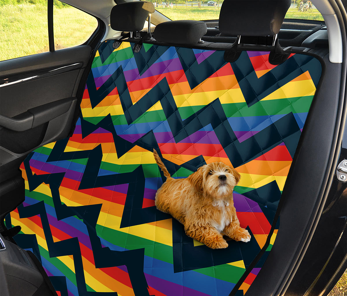 LGBT Pride Rainbow Chevron Pattern Print Pet Car Back Seat Cover