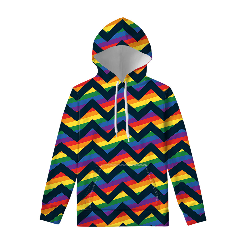 LGBT Pride Rainbow Chevron Pattern Print Pullover Hoodie